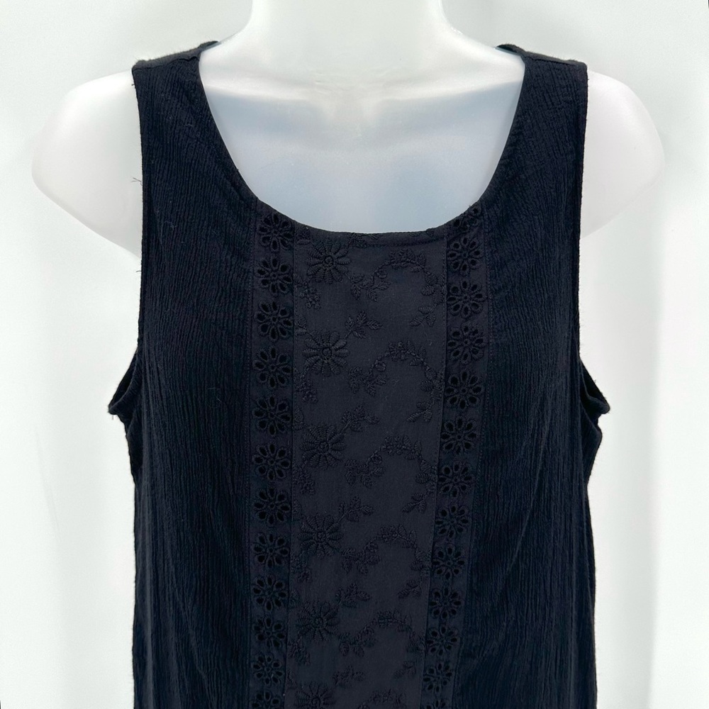 Sanctuary Dress Womens S Black ALICIA Crochet Accent Sheath Boho Fringe Casual